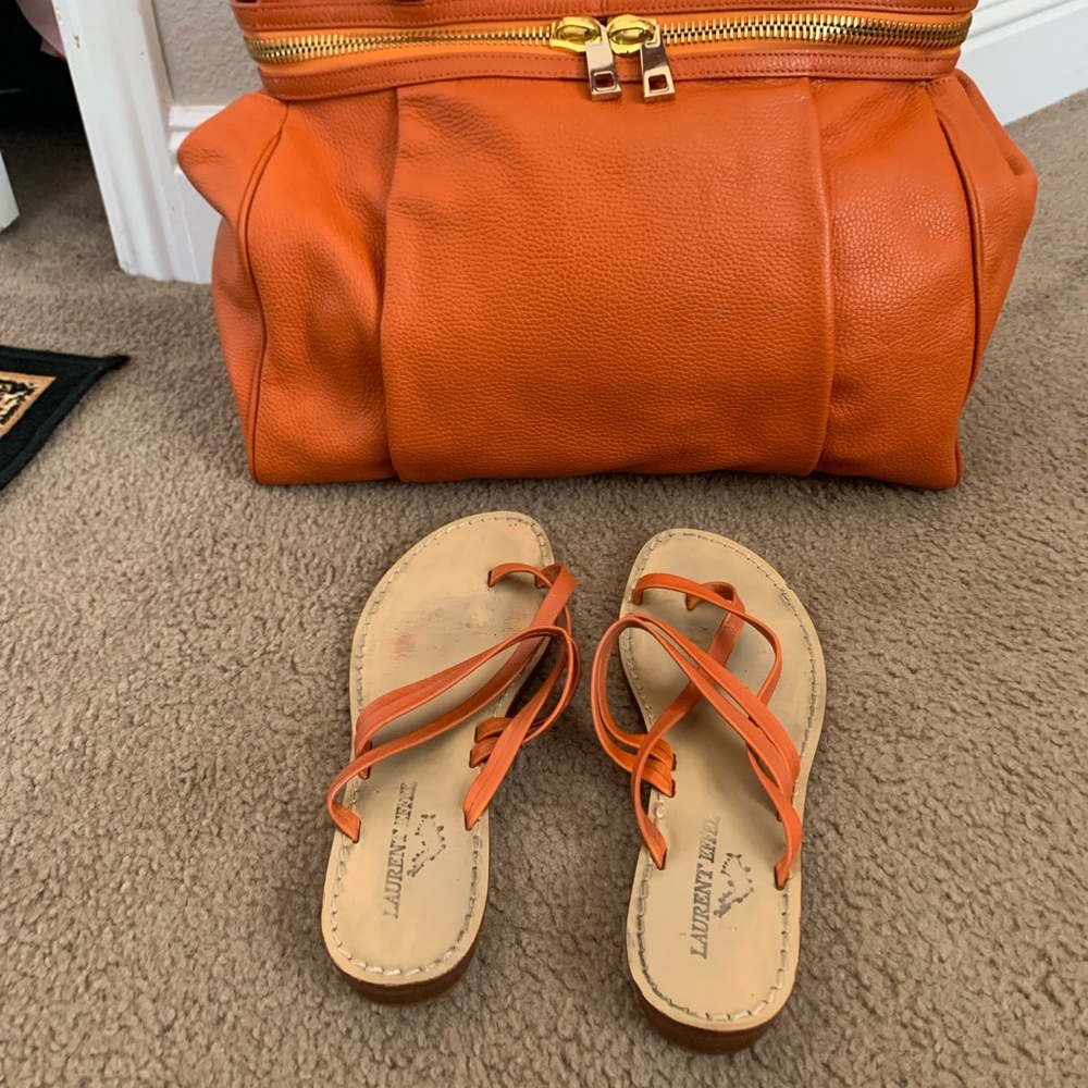 Orange Laurent Effel Sandals(Genuine Leather)